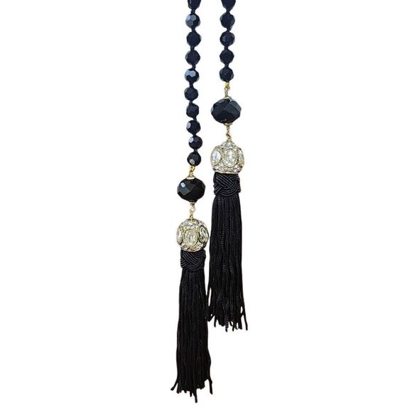 Heidi Daus Tassel Tastic Black Crystal Necklace - Picture 2 of 3